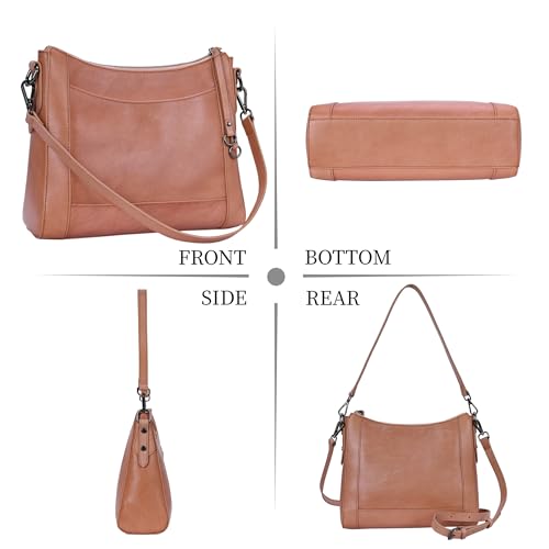 Image of Iswee Leather Crossbody Bags for Women Shoulder Purse Medium Hobo Genuine Leather Satchel Purses and Handbags