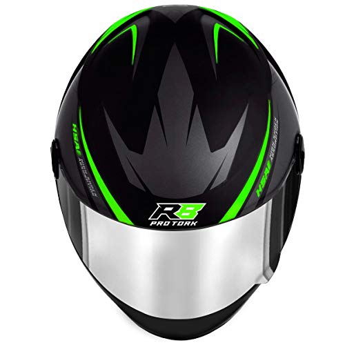 Capacete Pro Tork Moto Fechado R8 Verde Viseira Cromada