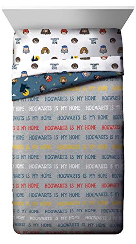 Harry Potter is My Home 4 Piece Twin Bed Set -Bedding Features Harry, Ron, Hermoine, Hagrid, and Dumbledore