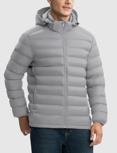 Image of Rdruko Men's Puffer Jacket with Detachable Hood Lightweight | Water Resistant, Insulated, Winter Puffy Coat, 4 Pockets