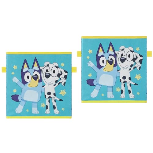 Image of Bluey Set of 2 Collapsible Storage Cubes,10 inchx10 inchx10 inch Fabric Bins for Kids, Spacious Foldable Toy Organizer Boxes for Bedroom, Playroom, or Closet