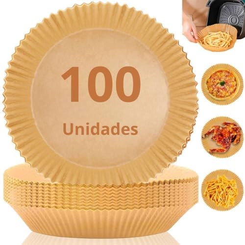 Forma de Papel Para Air Fryer 100 Unidades Descartável Antiaderen...