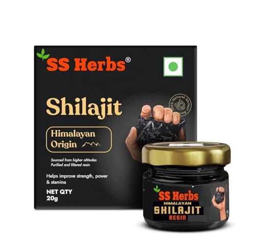 SS Herbs Pure Organic Himalayan Shilajit Resin for Men & Women | Authentic & Lab-Tested Supplement with 85+ Trace Minerals(20 Gm)