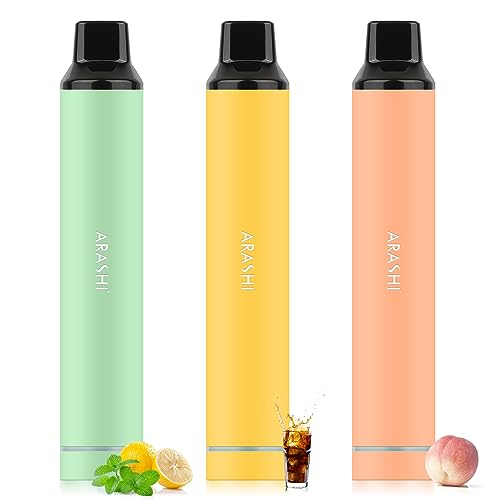 ARASHI 電子タバコ 使い捨て VAPE 15000回吸引可能 レモンミント&コーラ&ピーチ シーシャー ベイプ 爆煙 水蒸気タバコ 禁煙パイポ 電子たばこ ニコチンゼロ