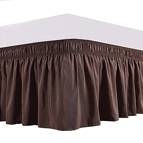 1 Wrap Around Bed Skirt, Elastic Dust Ruffles, Easy Fit Wrinkle and Fade Resistant Pattern Solid 100% Egyptian Cotton 650 TC, 20 inch Drop Length, Size Full, Taupe-image-20