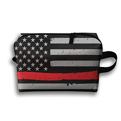 Preisvergleich Produktbild Feuerwehrmann Axt Rote Linie Flagge Tragbare Kulturbeutel Kosmetiktasche Wasserdichte Reißverschluss Aufbewahrungstasche
