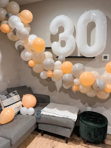 Image of 3 Balloon Numbers Birthday Decorations, 40In White Balloons for Men Women | Eye-catching Appearance, Perfect Decorative Centerpieces, Convenient Self-sealing Structure, Widely for Various Occasions