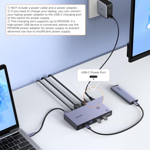 Image of UGREEN USB-C+HDMI KVM Switch 1 Monitor 2 Computers, 4K@60Hz, Aluminum