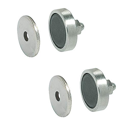 Preisvergleich Produktbild Gedotec Profi Magnet-Schnäpper Möbelschnäpper für Metallschränke / Magnetverschluss Stahl verzinkt / Möbelmagnet aus Stahl / Einbohr-Magnet 4 kg Haltekraft / 2 Stück - Türmagnet mit Gegenplatte