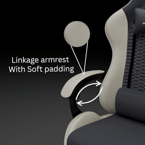 Image of Spawn Gaming Chair Breathable Fabric,Ergonomic Gaming and Office Chair for Work,Study Chair with Linked Armrests,135 Degree Recline,Adjustable Headrest and Lumbar Cushion(Beige&Charcoal)