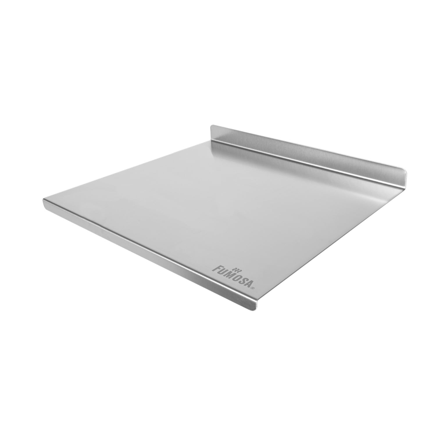 FUMOSA »IMPASTO« Edelstahl-Arbeitsplatte für Teig, inkl. Silikon-Antirutschmatte, 5 Größen, Aufkantung optional | Schneidebrett | Teigbrett | Knetbrett | Hackbrett (50 x 50 cm (mit 1x Aufkantung))