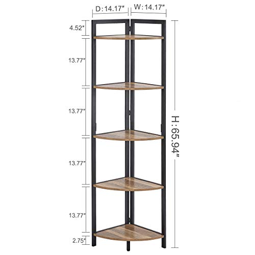 FATORRI Rustic Oak Corner Bookshelf & 6 Cube Organizer