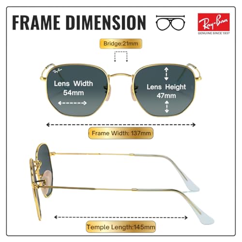 Image of Ray-Ban RB3548N HEXAGONAL FLAT LENSES Square-Round Shape Sunglasses for Men & Women with Official Eyewear Kit