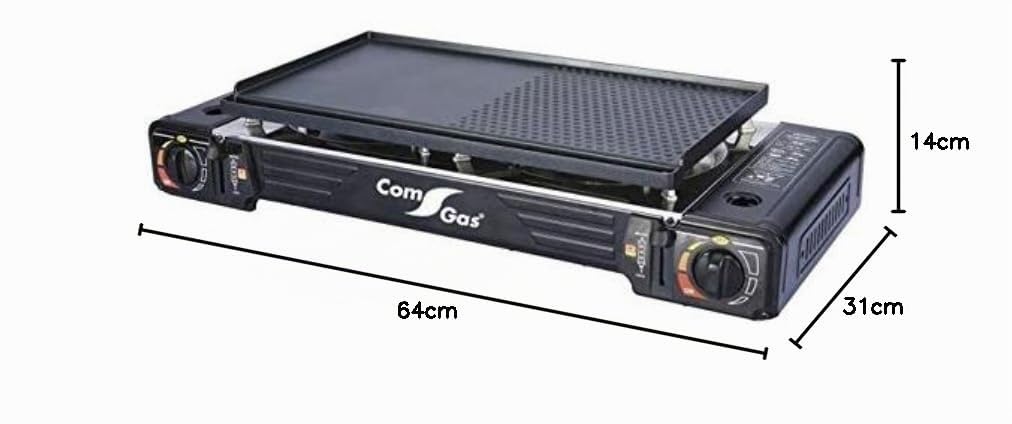 Comgas S.A BDZ-2X155 - Cocina Compacta 2 Fuegos y Plancha, 630 x 278 x 93 mm