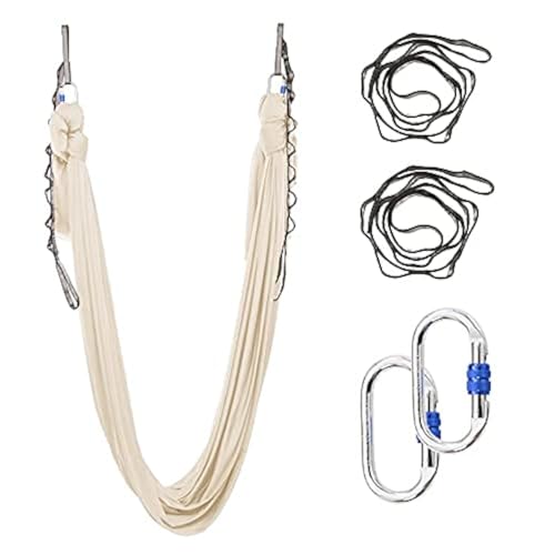 SKYPHAROS 5.5 Yards Aerial Silks Yoga Swing Set - Aerial Yoga Hammock Kit Anti-Gravity Flying for Fitness, Low/Non Stretch Nylon Tricot Fabric Hardware Included for Dance