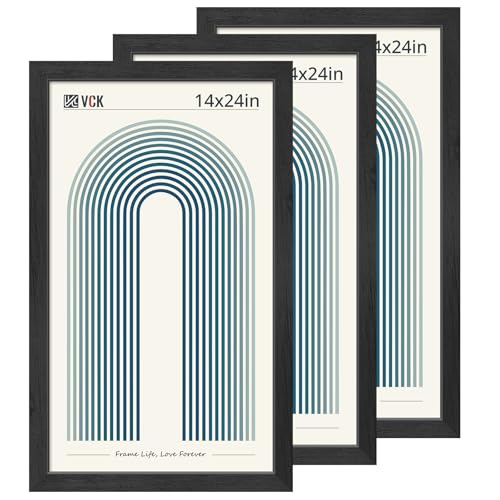 VCK 14x24 Picture Frames Set of 3, Black Woodgrain, Wall Hanging