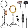 Lámpara de anillo EMART de 10" con trípode extensible de 55" y soporte para teléfono | Luz LED circular regulable para selfies, fotografía, maquillaje, videos de YouTube, vlogs y transmisiones en vivo 2
