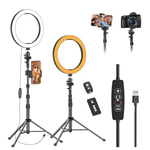 EMART 10" Ring Light with 55" Extendable Tripod Stands and Phone Holder