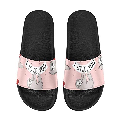 INTERESTPRINT Comfortable Women's Shower Pool Slippers 6 B(M) US Pattern Sloth Love