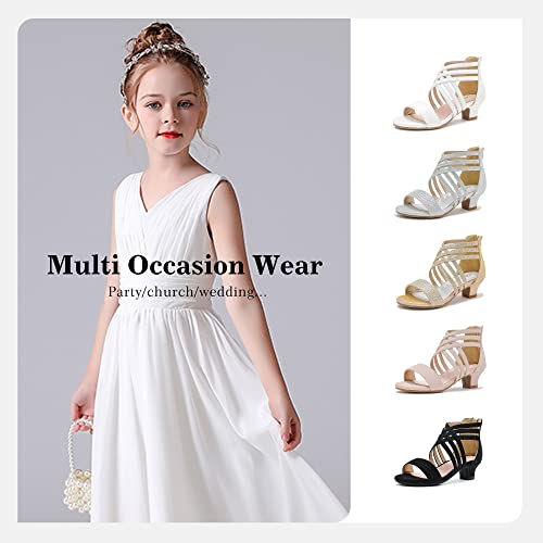 Image of LAURMOSA Little Girls Sandals High Heels Formal Shoes Open Toe Pump Sandals Glitter Party Wedding Shoes for Big Kids Toddler