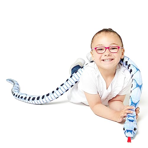 Zappi Co Kinder Gefülltes Weiches Kuscheliges Plüsch-Schlangenspielzeug - Teil der Safari-Tierkollektion, perfekt für Kinder (180 cm Länge) (Blauer Schönheitsschlangen)