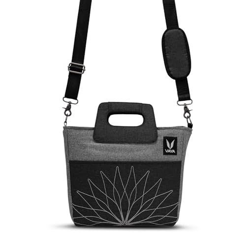 Image of VAYA Insulated Lunch Bag, Waterproof and with Cutlery Pouch, Multipurpose & Easy-to-Carry Lightweight Tote with Zip and Handle, Sling Bag with Adjustable Detachable Nylon Strap, Pepper-Grey