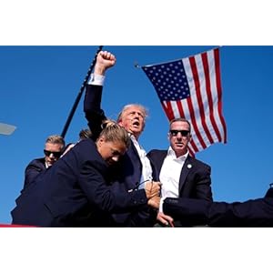 ConversationPrints Trump American Flag Rally Shooting Glossy Poster Picture Photo Print Banner Assassination fist Pump