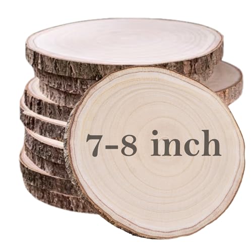 10 Pcs Natural Paulownia Wood Slices 7-8 Inches,Wood Slices for Centerpieces Table Decorations,Unfinished Rounds Wood for Crafts,Wood Slice for Rustic Wedding Decoration Projects