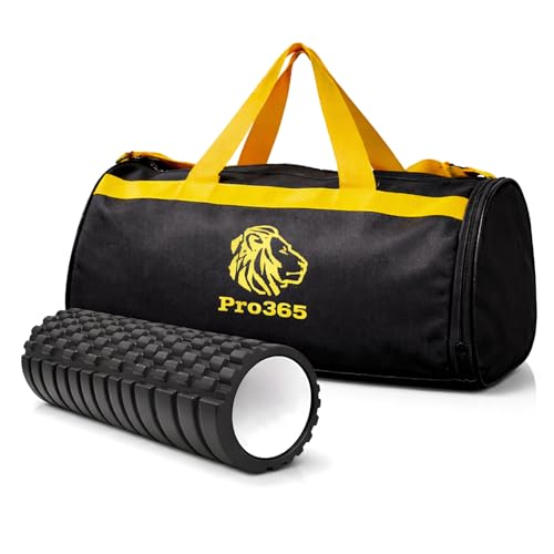 Image of PRO365 Exercise Roller & Waterproof Gym Bag Combo | High-Density Deep Tissue Massage Roller for Muscle Recovery | Spacious Latherette Duffle Bag with Adjustable Strap