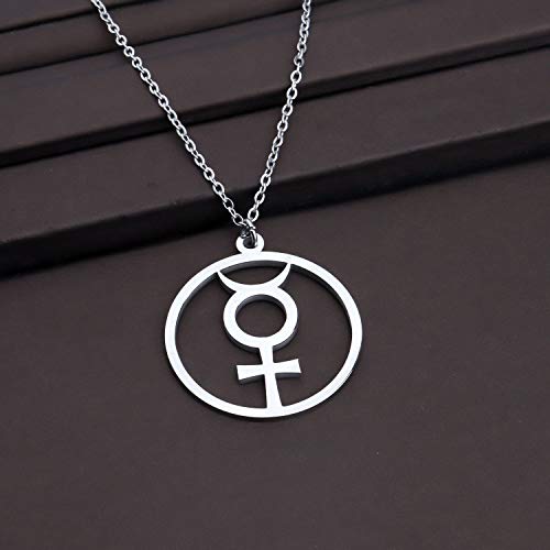 CENWA Mercury Pendant Alchemical Symbol Stainless Steel Necklace Mercury Symbol Jewelry Astrological Symbol Jewelry3