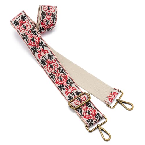 Image of ZOOEASS Bronze Buckles Purse Strap, 2 inch Wide Crossbody Handbag Strap Adjustable Replacement Shoulder Strap Vintage Embroidery