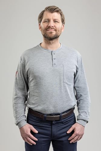 DRIFIRE Power Dry FR Long Sleeve Henley, CAT 2, Flame Resistant, Grey, Small, TEE-PDG-HN-SM2