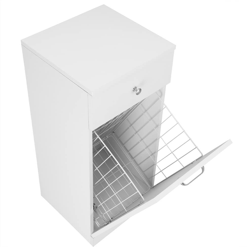 Mobile Portabiancheria Per Bagno - Con Cassetto E Cesto, 35x35x75cm, Bianco, In MDF - Foto 9