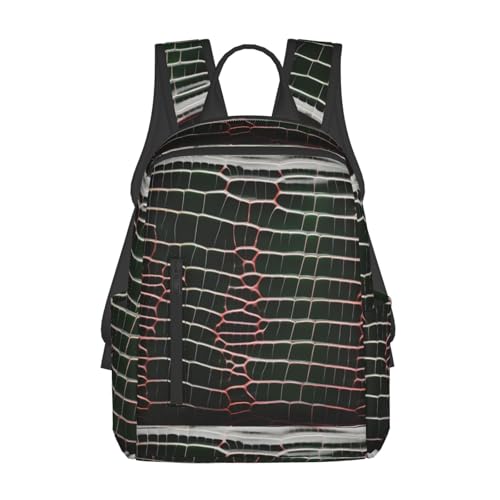 Sac à dos imprimé crocodile noir au design raffiné et léger pour actifs