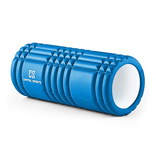 Capital Sports Caprole 1 Rodillo masaje 33 x 14 cm azul (Cilindro gomaespuma masajeador, superficie con relieve, tubo automasaje entrenamiento)