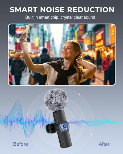 Image of CEROAN Mic for YouTube Wireless, Smart Noise Cancellation Wireless Microphone, Plug and Play, 30-Meter Transmission Range, Lapel Microphone for Recording, Live Streaming