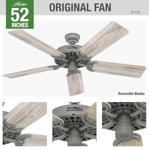 Image of Hunter Original, Outdoor or Indoor, Ceiling Fan, 52 inch, Matte Silver