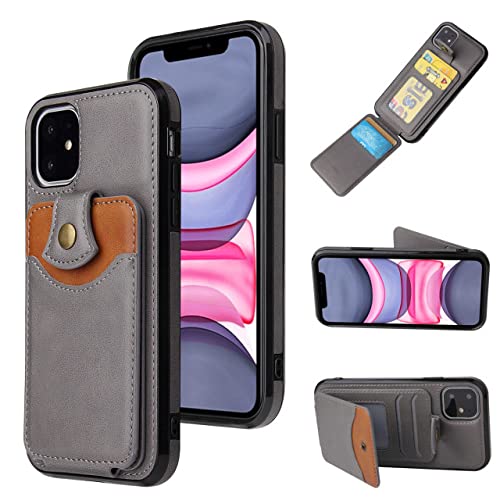 Étui pour cartes en cuir de luxe pour iPhone 13 gris protecteur
