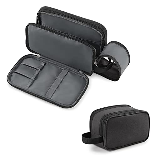 Lifewit Neceser para Hombre, Necesar Maquillaje Grande para Mujer, Estuche de Viaje con Doble Cremallera, Organizador de Baño y de Viaje, Bolsa de Aseo Impreermeable, Mediano, Negro