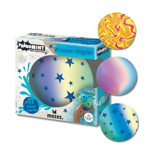 Moses. PhänoMINT Wasser-Hüpfer Wurfscheibe zum Steineflitschen Physik-Lernspielzeug Water Bouncing Ball Outdoor Wasserspielzeug für Kinder Überraschungsartikel Farbauswahl zufällig