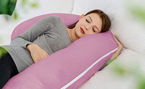 Image of INSEN Pregnancy Body Pillow,Full Body Pillow,C Shaped Full Body Pillow with Velvet Cover (Purple Velvet)