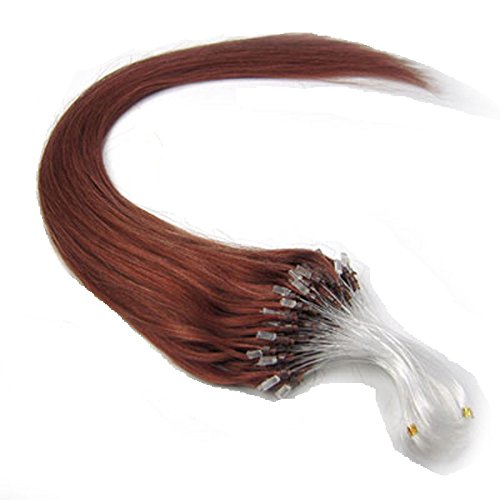 22 Inch Micro Ring Loops Beads Tipped Remy Real Human Hair Extensions (#33 Dark Auburn)