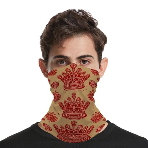 Neck Gaiter Wind-Proof Breathable Face Mask Red Crown Face Cover Sun Cooling Dustproof Mask Balaclava Bandana Headwear for Women Men Hiking Fishing miniatura 3