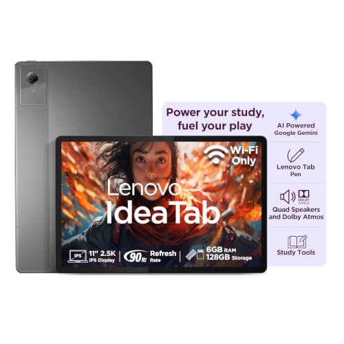 Image of Lenovo Idea Tab Smartchoice |11-inch 2.5K Clear Display, 90Hz Refresh Rate, 8GB RAM, 256GB ROM| MediaTek Dimensity 6300| 7040mAh Battery|4 Speakers| USB-C |Wi-Fi |AI-Enabled, Dolby Atmos, Luna Grey
