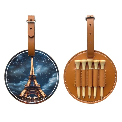 Paris Tower Brown Golf tee Storage Bag - Durable and wear-Resistant Golf Accessories