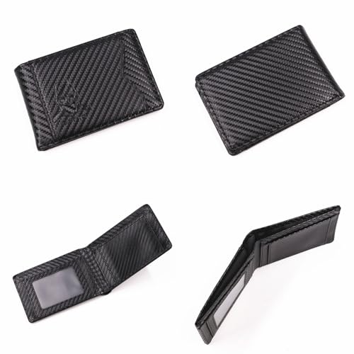 Leather Bat ID Wallet for Men and Women - Unique Slim Bifold Super Hero Face Eyes Cutout Card Holder for Dad, Son, Husband, Boyfriend – Perfect Birthday Father’s Day Holiday Gift (Black Carbon Fiber)4