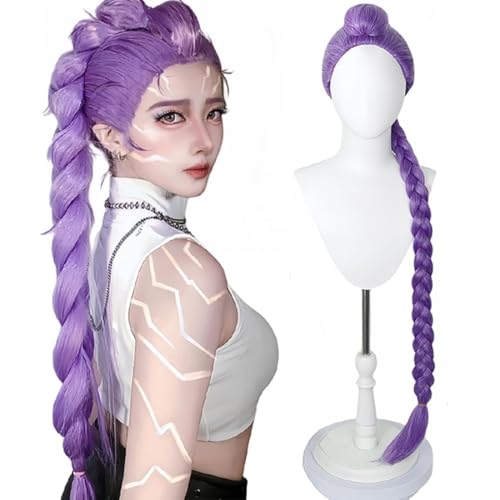 ELETON Demon Costume Halloween Cosplay Costume Long Straight Hair Accessory for Girl Women (Purple - Rumi)
