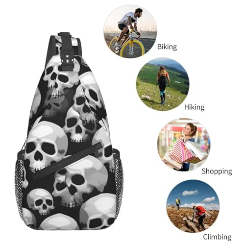 Mochila cruzada tipo sling con estampado de calavera miniatura 6
