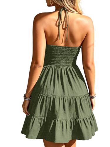 Image of SOLY HUX Women's Summer Mini Dress Halter Backless Flowy Cami Sundress