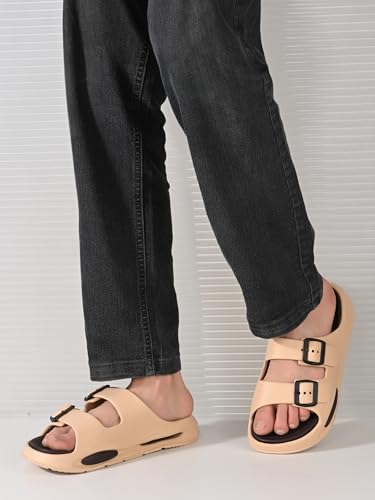 Image of DOCTOR HEALTH SUPER SOFT Men EVA Double Strap Sandals | Adjustable Buckle Comfort Slides | Lightweight Anti-Slip Casual Slippers for Indoor Outdoor Everyday Wear